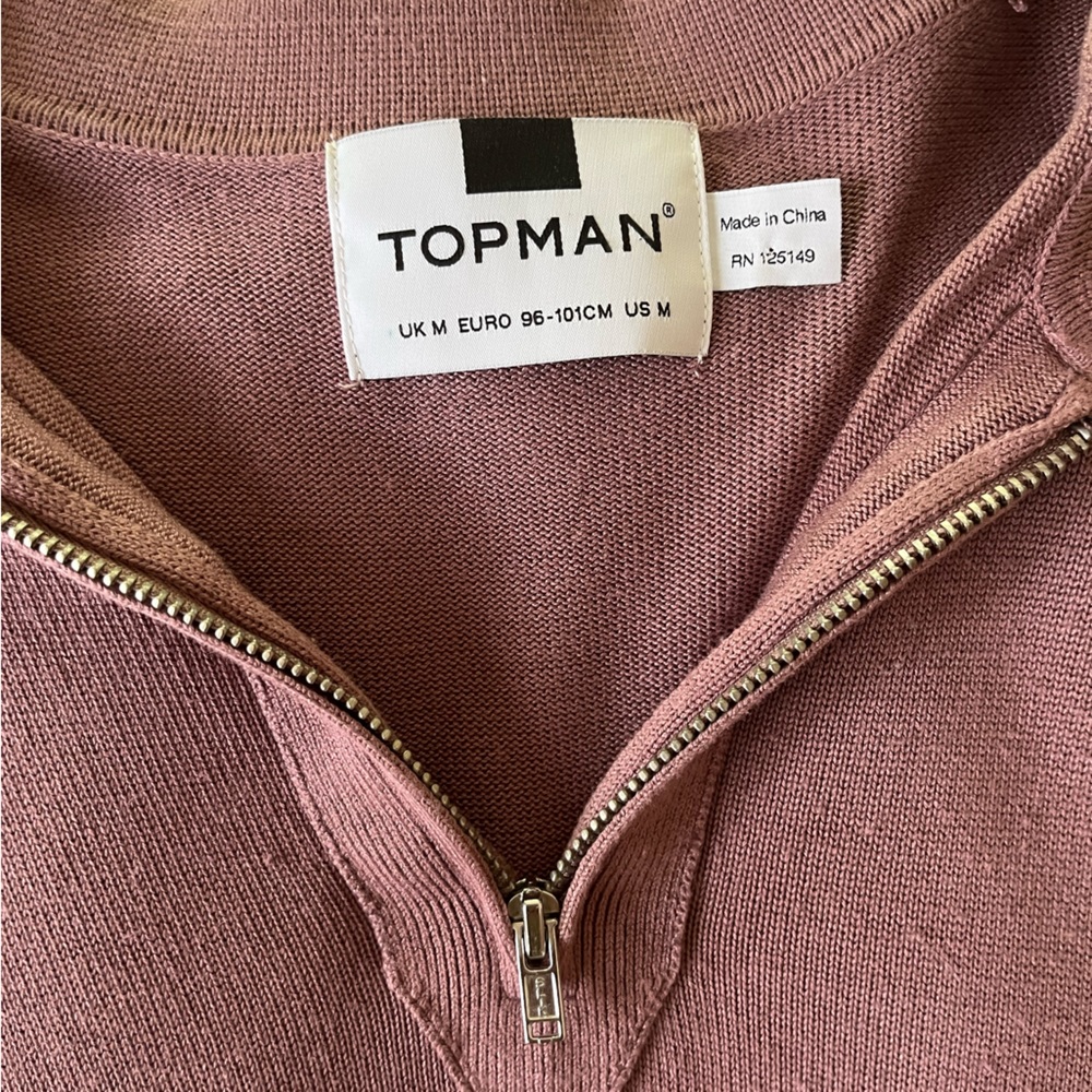 Topman knit zipper polo - M